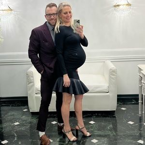 ASOS Maternity Black Faux Leather Pephem Long Sleeve Dress